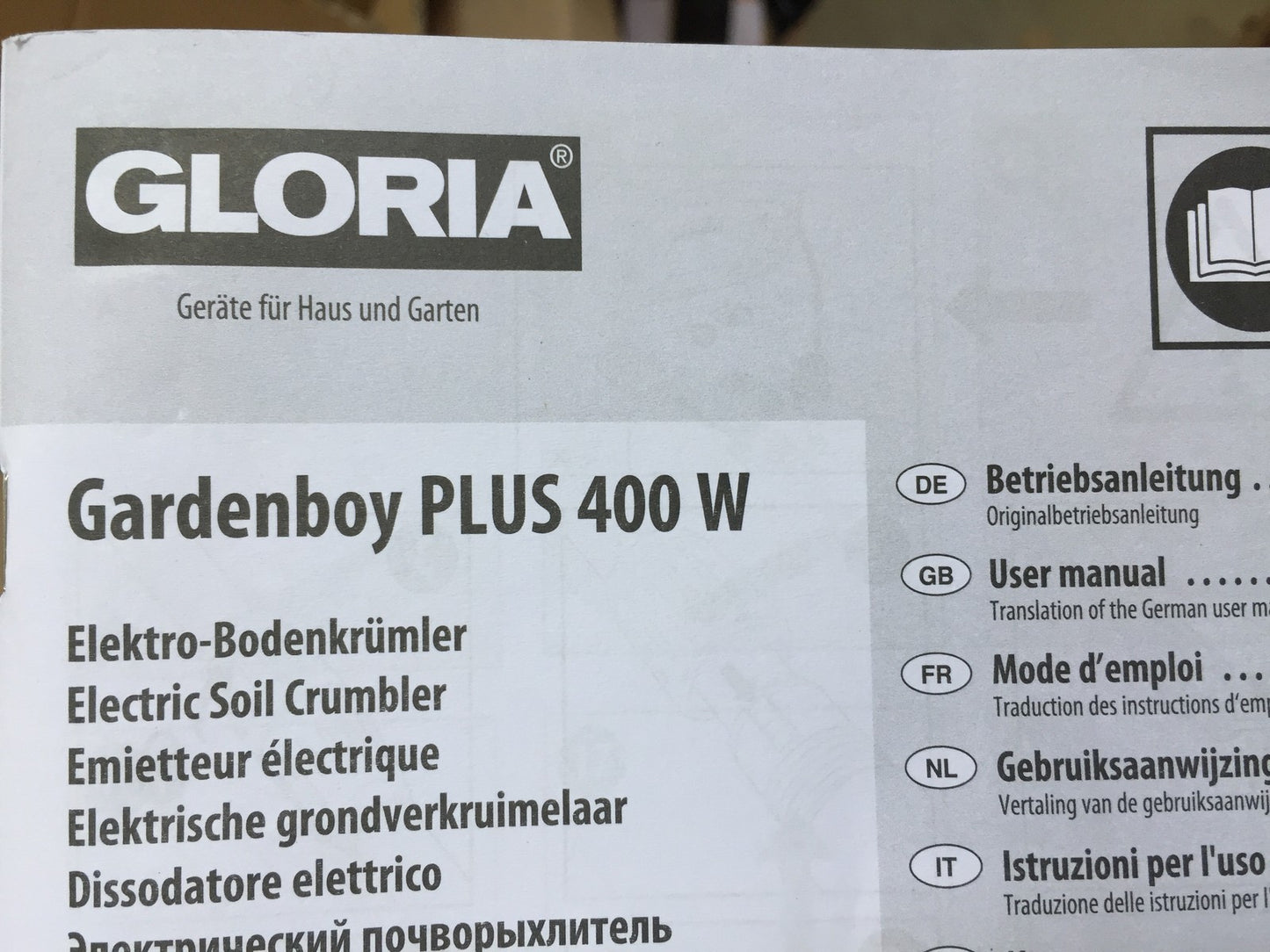 GLORIA Gardenboy PLUS Electric Soil Cultivator, Motor Hoe/Garden Hoe, I33129