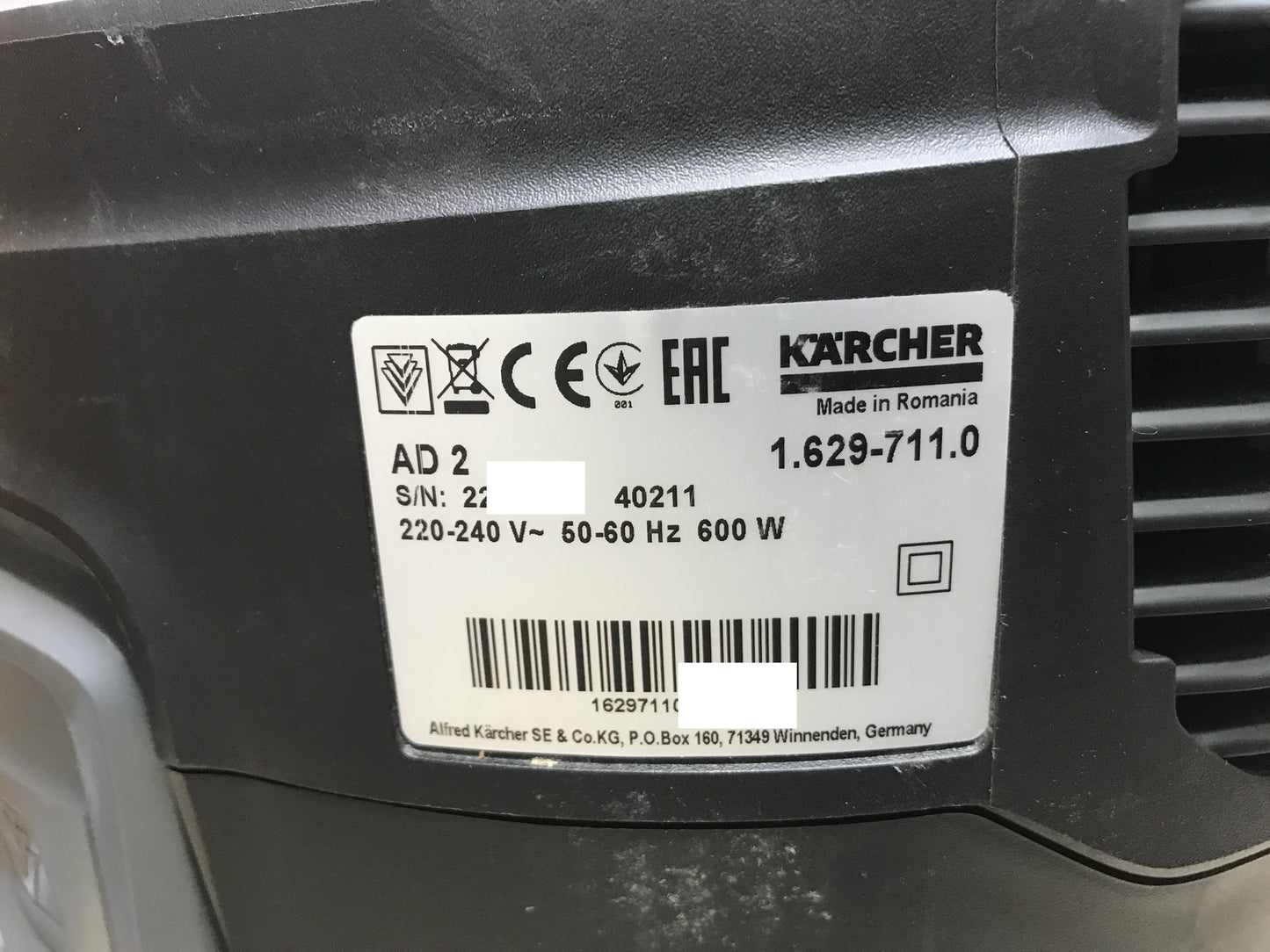 Kärcher AD 2 ash and dry vacuum cleaner 1.629-711.0, I31958