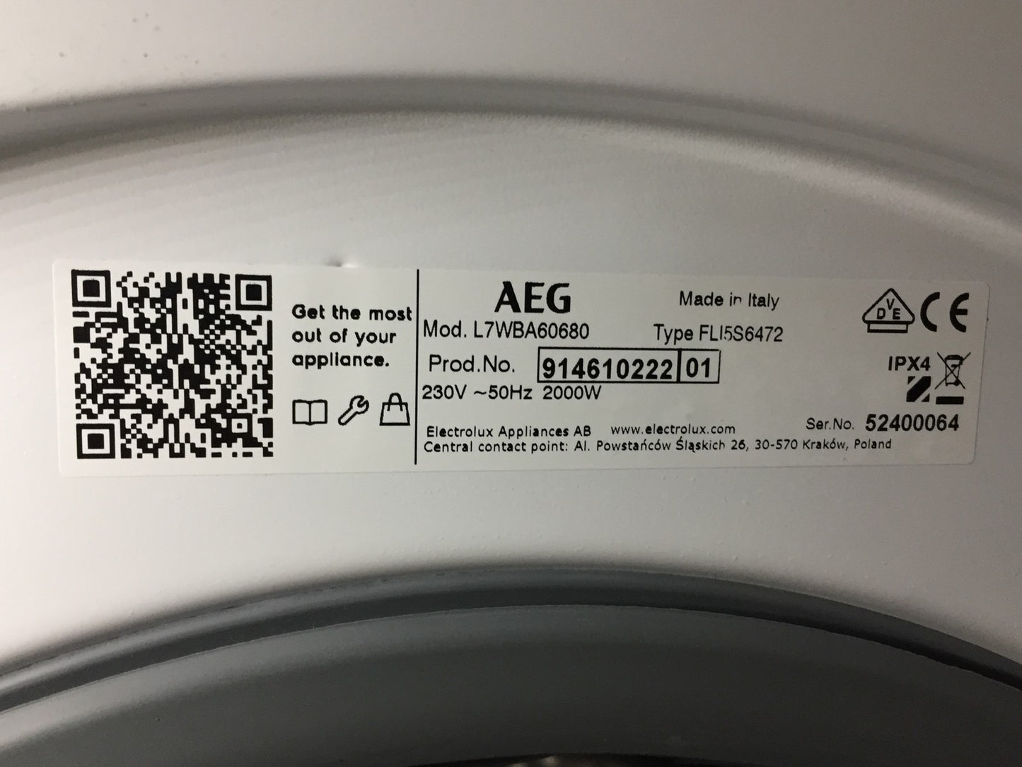AEG Electrolux 7000 ProSteam L7WBA60680 Waschtrockner 8 kg Waschen 5 kg Trocknen