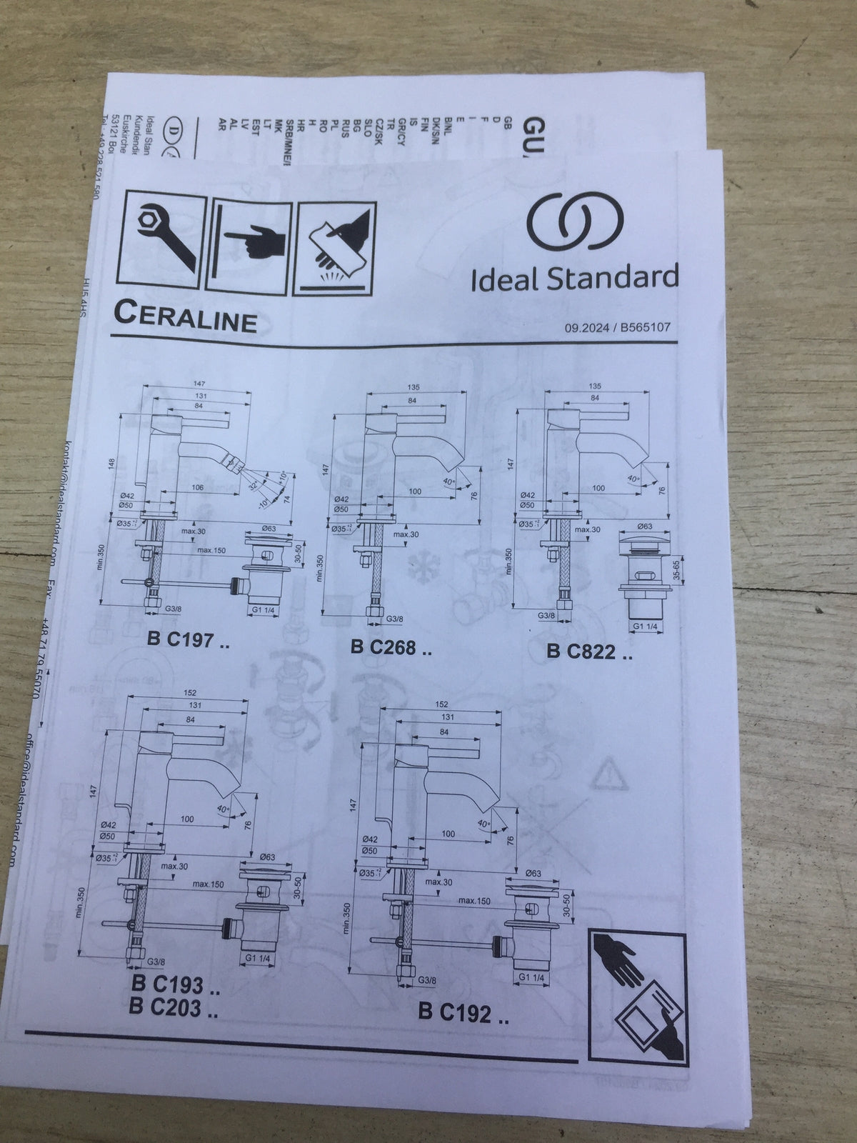 Ideal Standard BC193AA Ceraline washbasin mixer, faucet, I32113