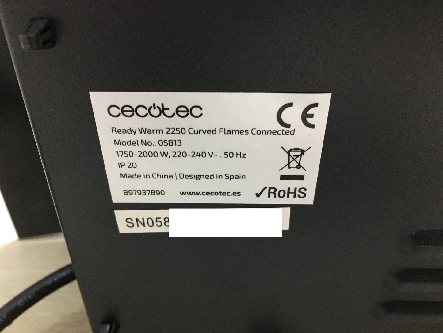 Cecotec 05813 Decorative Electric Fireplace ReadyWarm 2250, I30916