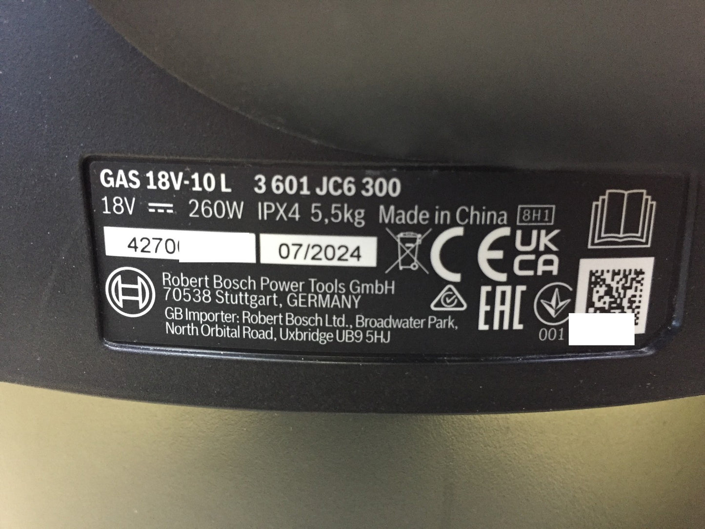 Bosch Professional Industriestaubsauger Gas 18V-10 L solo, I33489