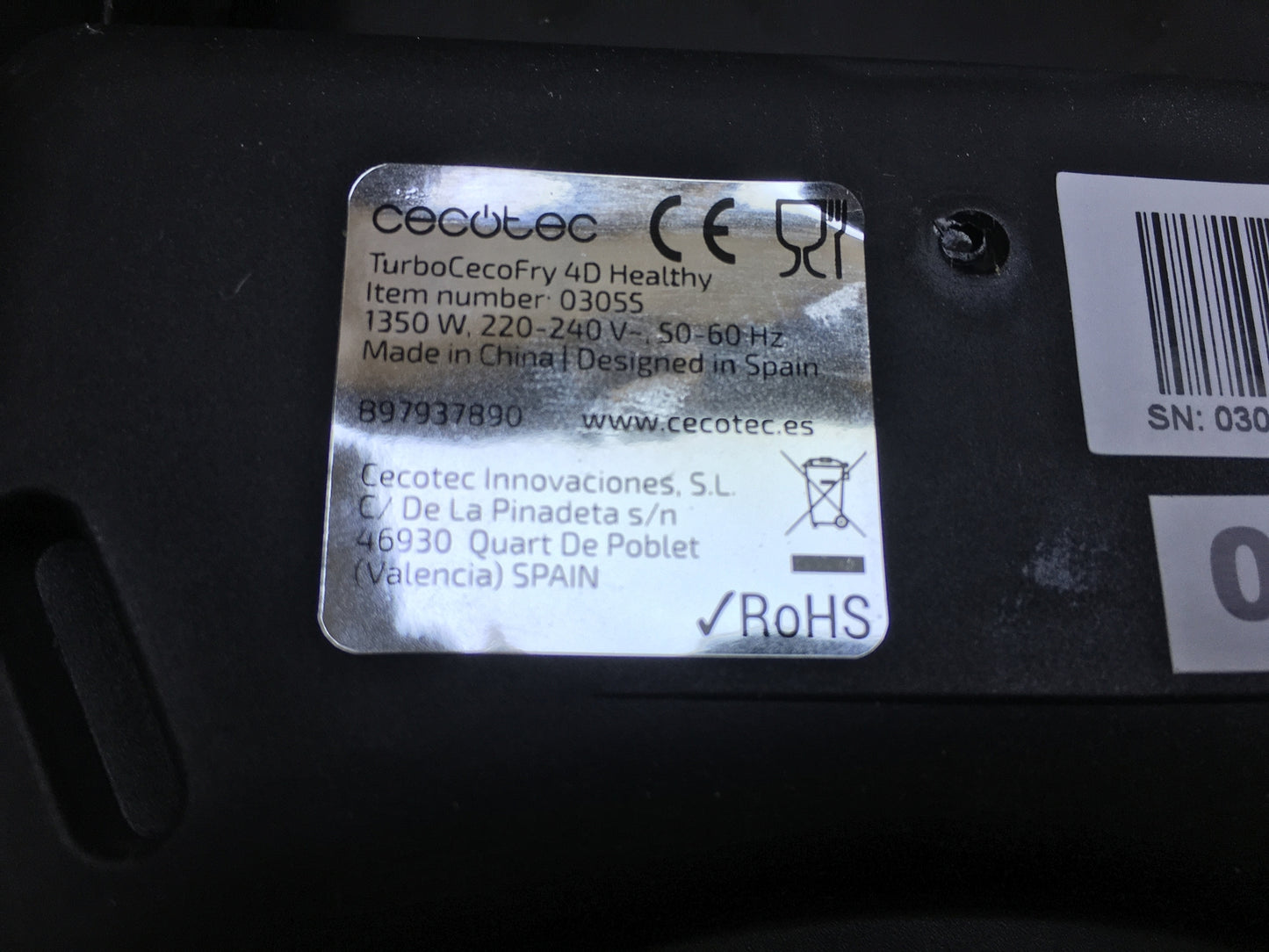 Cecotec TurboCecoFry 4D Healthy Heißluftfritteuse (03055), 3,5L, 1350W, I29039