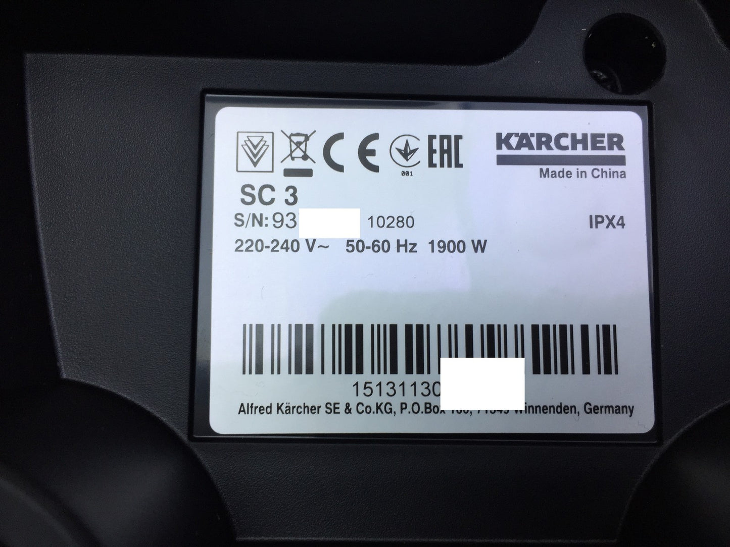 Kärcher Dampfreiniger SC 3 (1.513-124.0) Dampfdruck max. 3,5 bar 1900W I34007