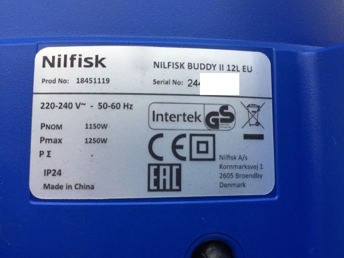 Nilfisk Buddy II 12 Nass-/Trockensauger 1200W (18451119), I34052