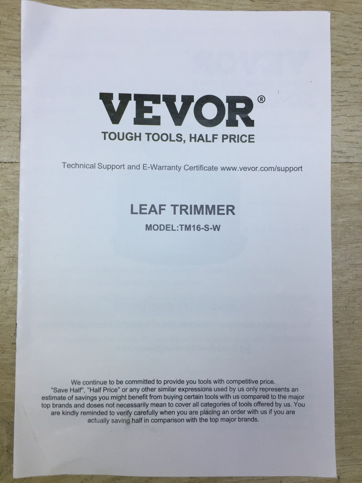 Vevor TM16-S-W Manuelle Laubtrimmmaschine, I32950