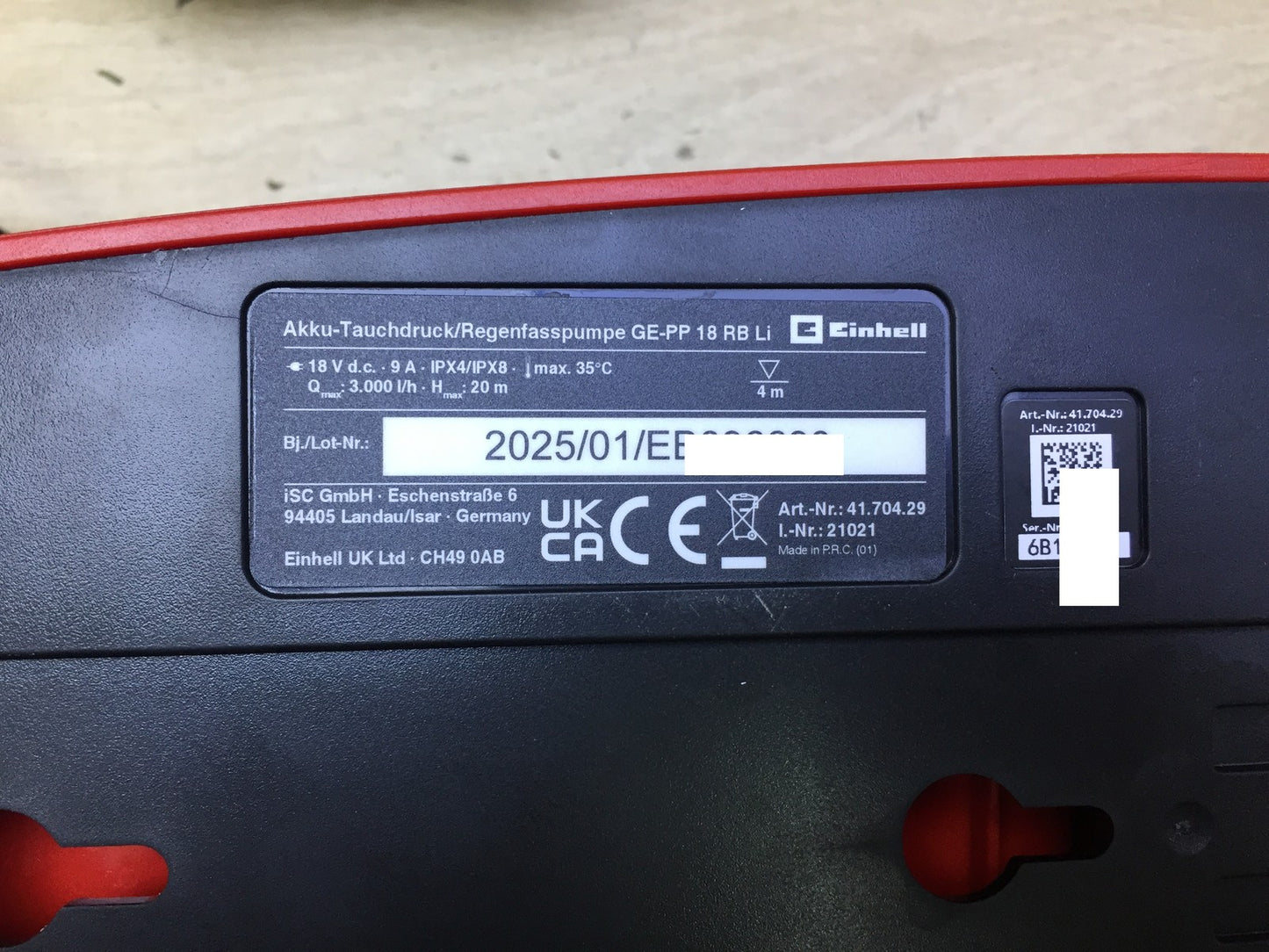 Einhell Cordless Submersible Pressure/Rain Barrel Pump GE-PP 18 RB Li-Solo, 18 V, I33305