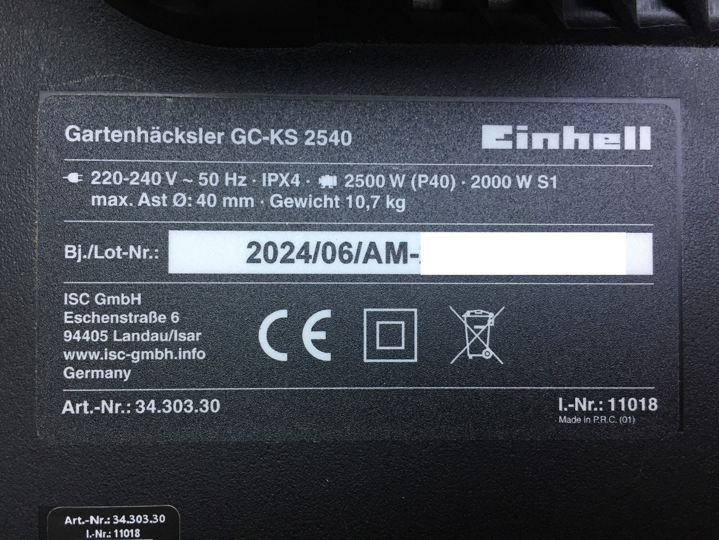 Einhell GC-KS 2540 Elektro-Häcksler (3430330), I33608