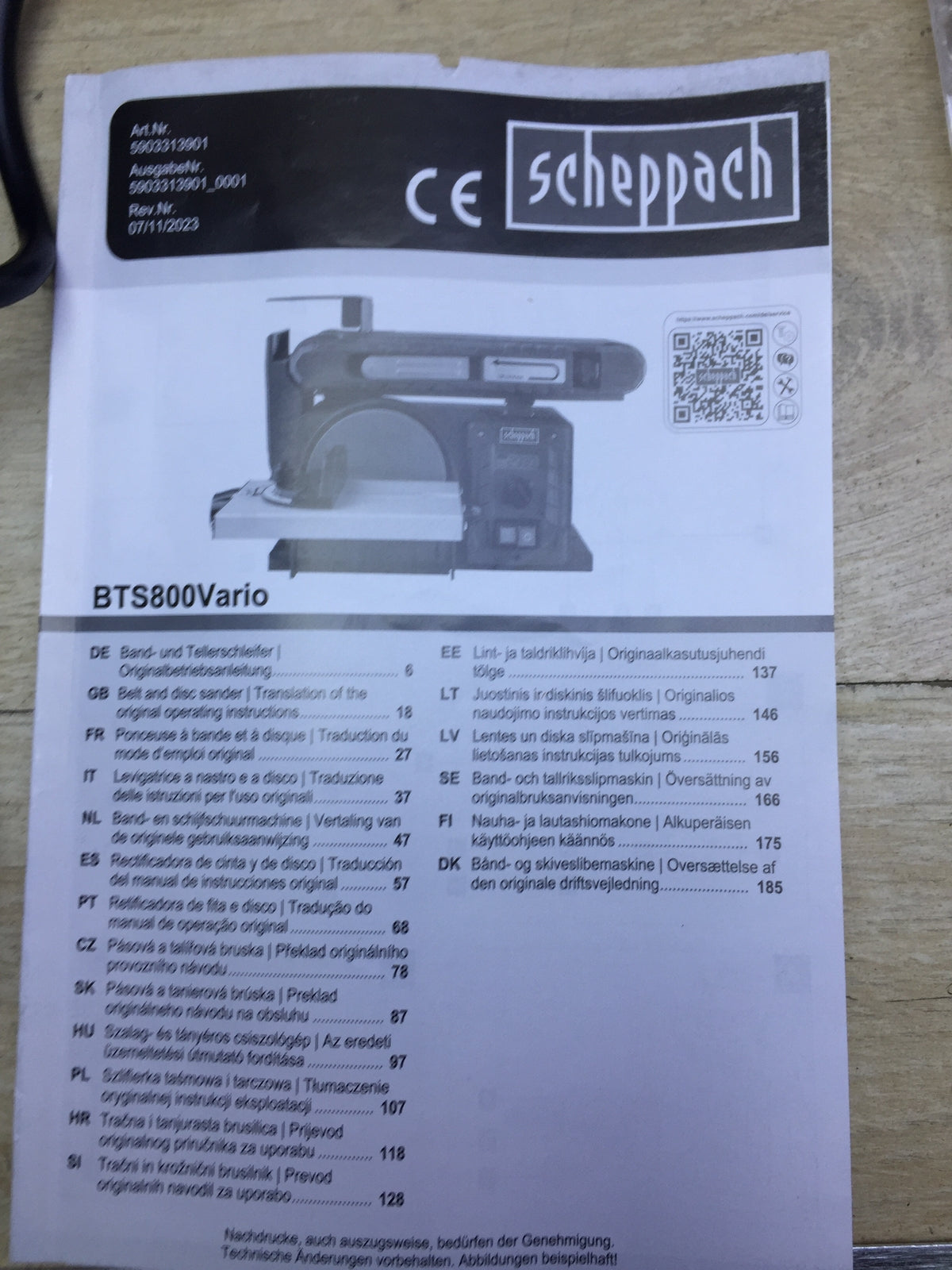 Scheppach Band- & Tellerschleifer BTS800Vario (5903313901), I31871