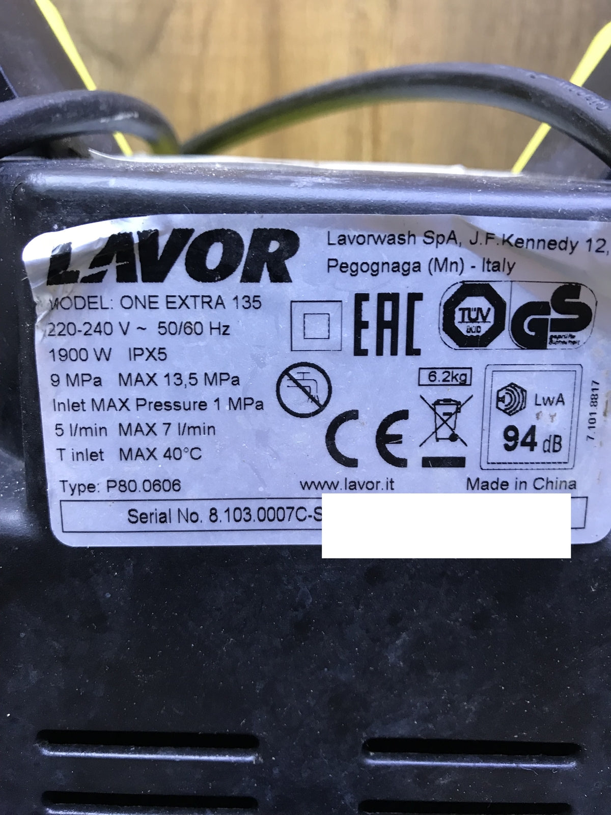 Lavor One Extra 135 Hochdruckreiniger 8.103.0007C I31789