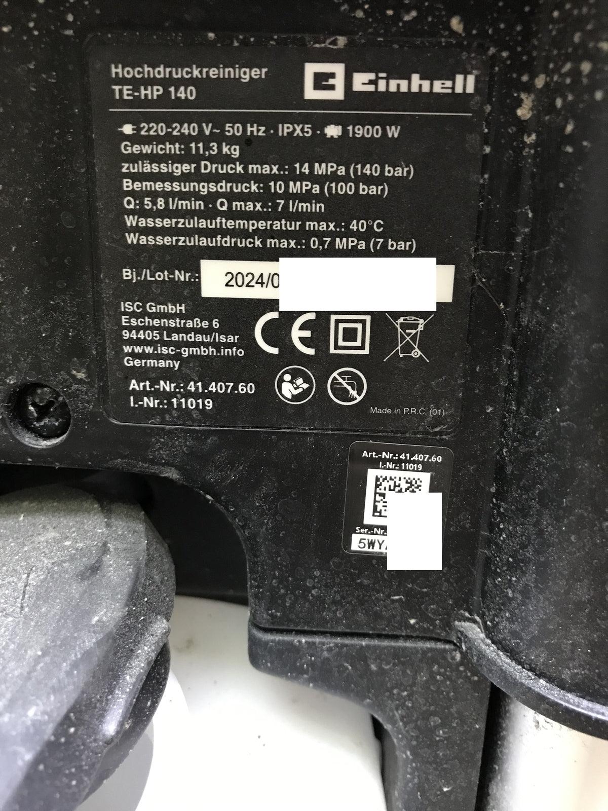 Einhell high-pressure cleaner TE-HP 140 (4140760) 1900 watts max 140 bar I31786