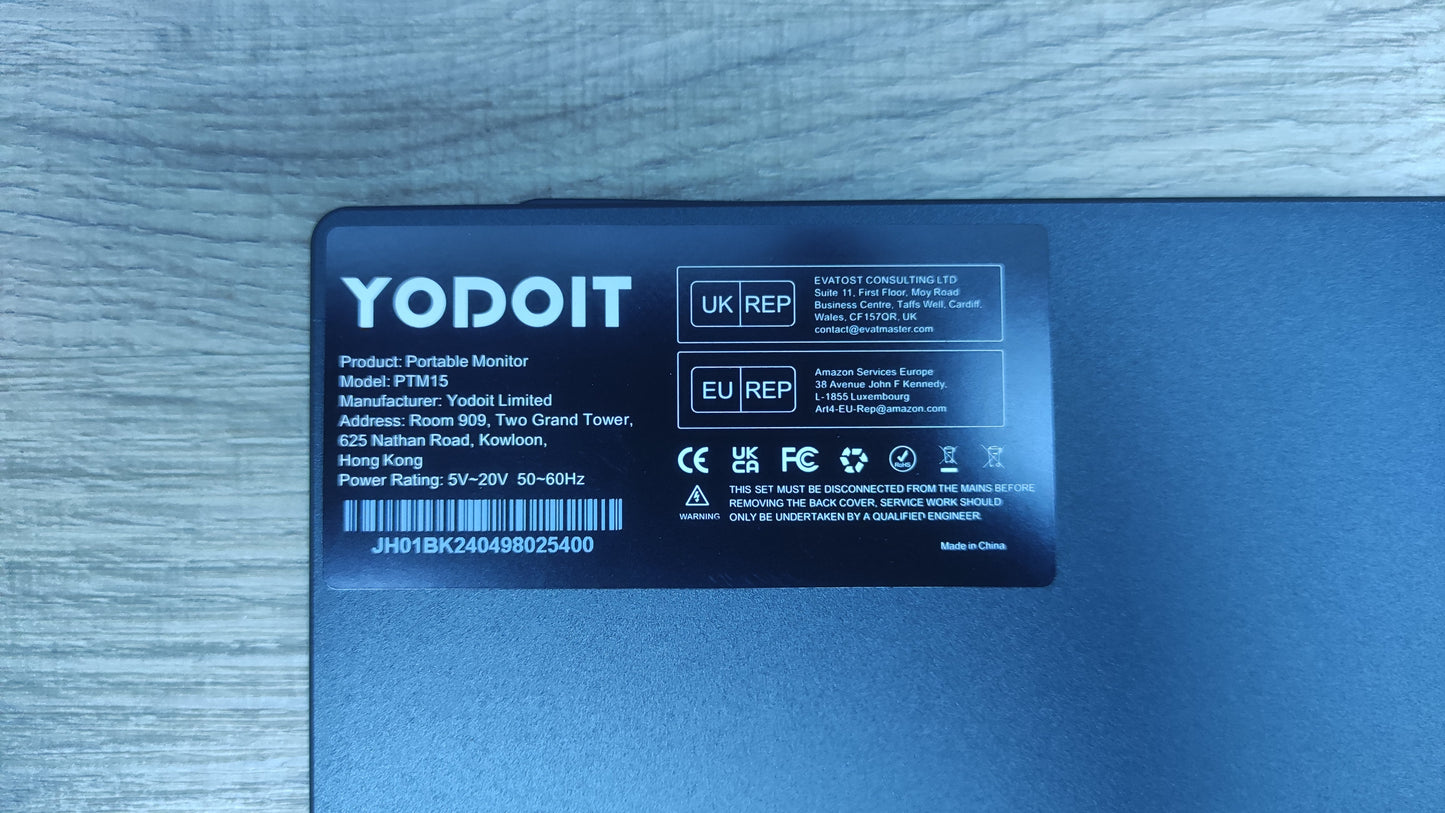 Yodoit Tragbarer Monitor (PTM15) 15.6" FHD 1920x1080 IPS mini-HDMI USB-C Audio