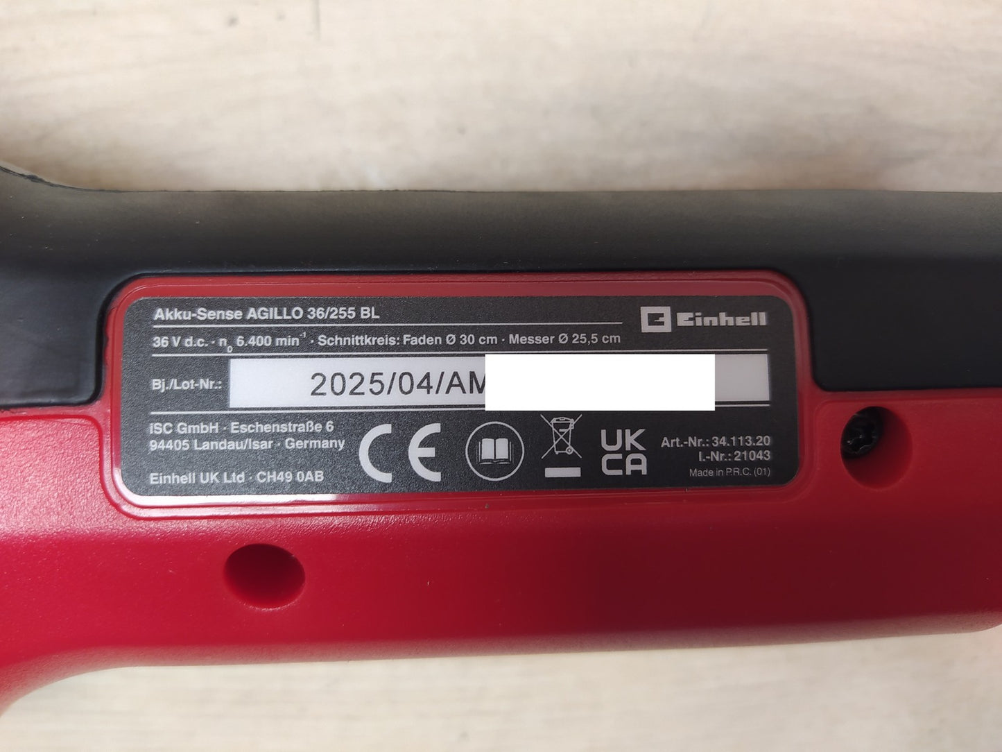 Einhell AGILLO 36/255 BL Akku-Rasentrimmer SOLO 3411320, I37543