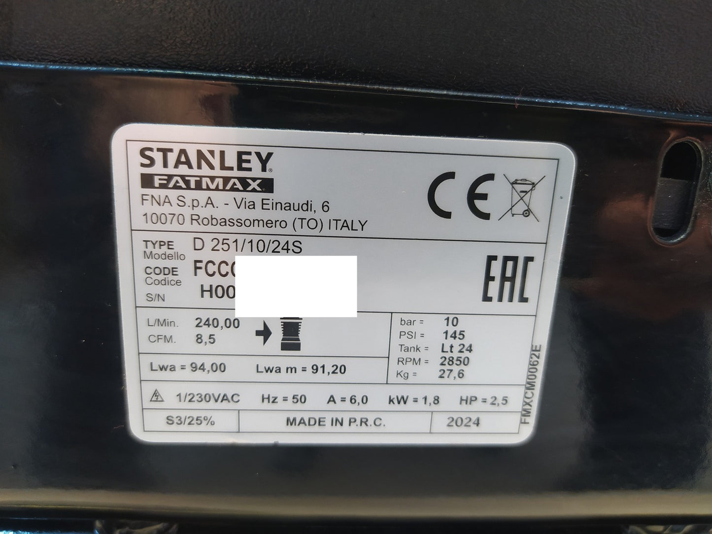 Stanley fatmax Kompressor FCCC4G4STF515 D251/10/24S, I37014