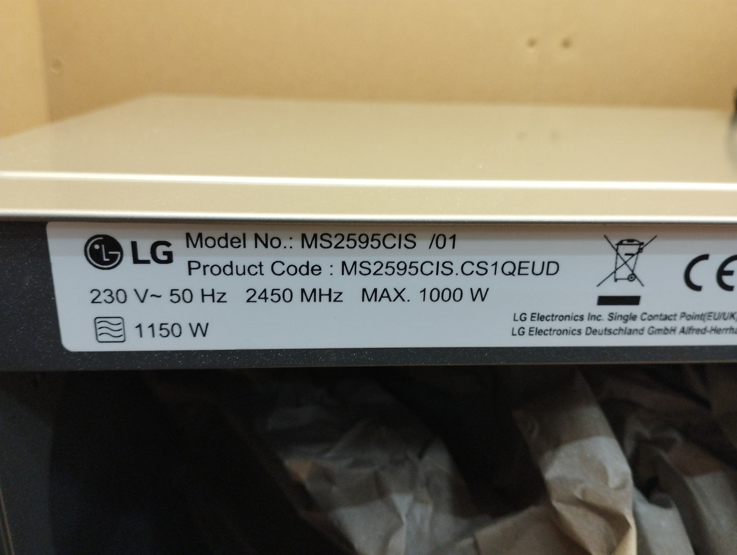 LG MS2595CIS Mikrowelle, (25 Liter, 1000 W, I39409