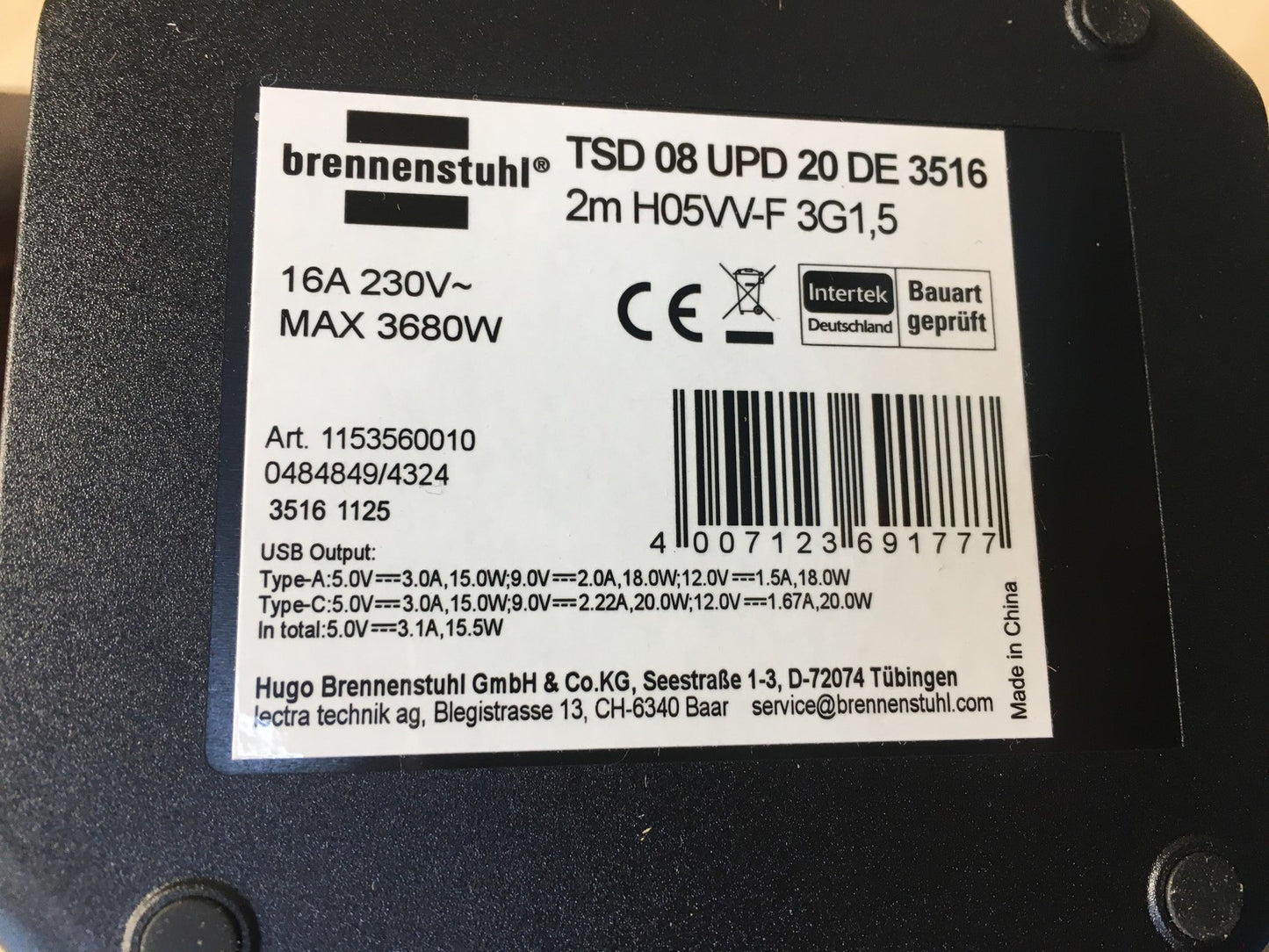 Brennenstuhl Steckdosenturm 8-Fach mit USB (1153560010), I38602