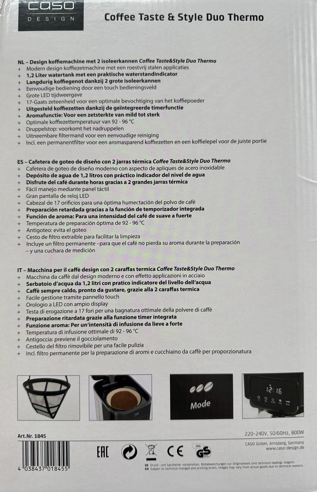 Caso MD-258BT Kaffeemaschine mit 2 Isolierkannen, I39592