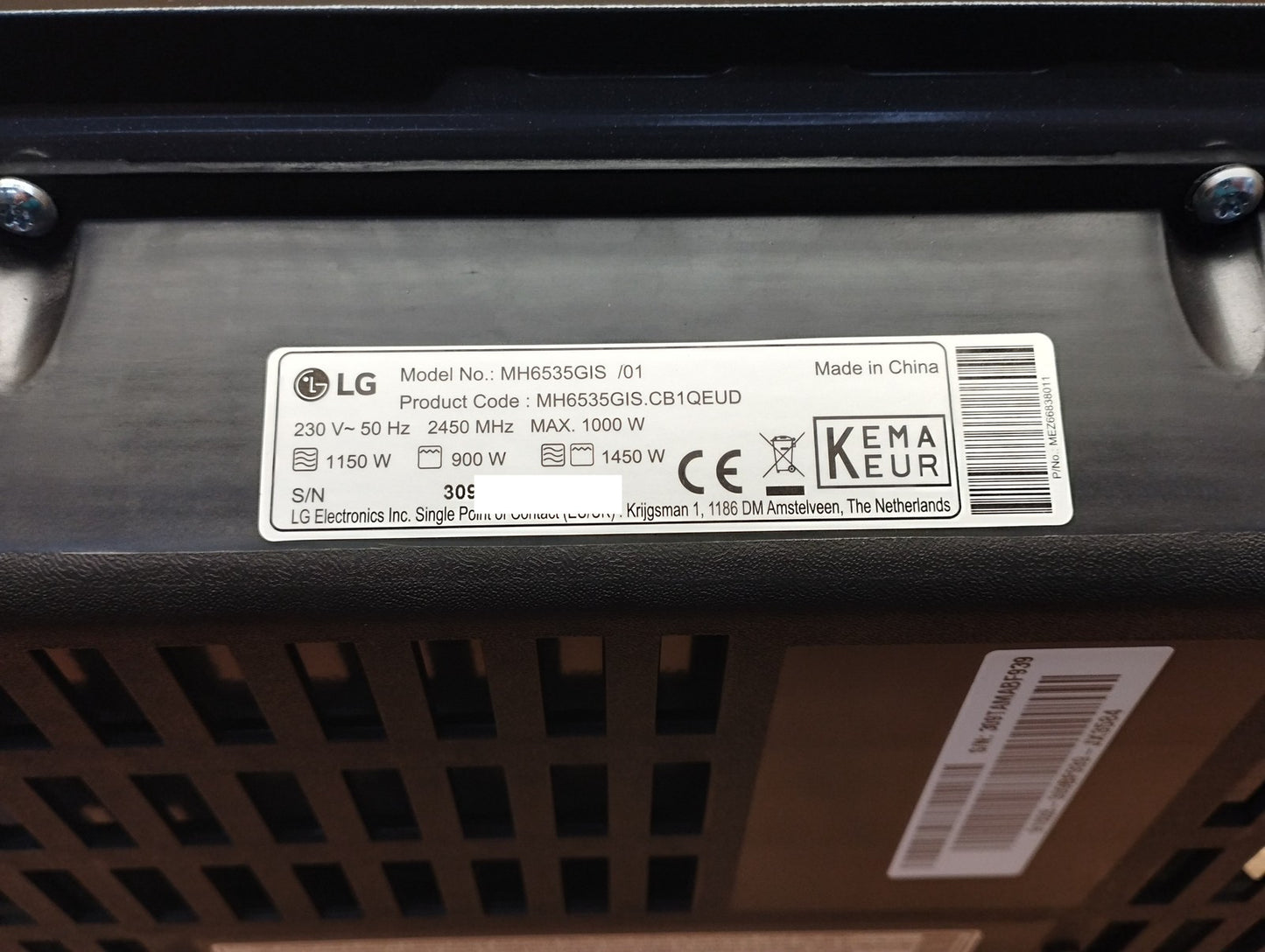 LG MH6535GIS Mikrowelle mit Grill, 25L, 1000W Grill 900W, I39535