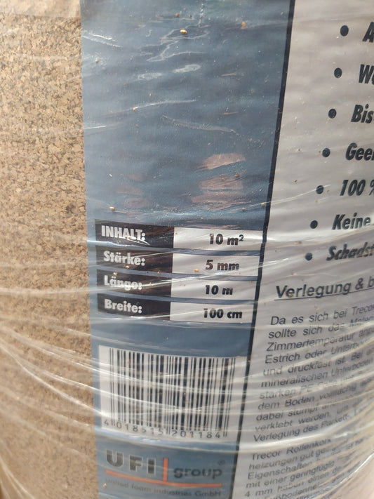 TRECOR Trittschalldämmung Rollenkork Stärke 5 mm, 10 m² Rolle, I36828