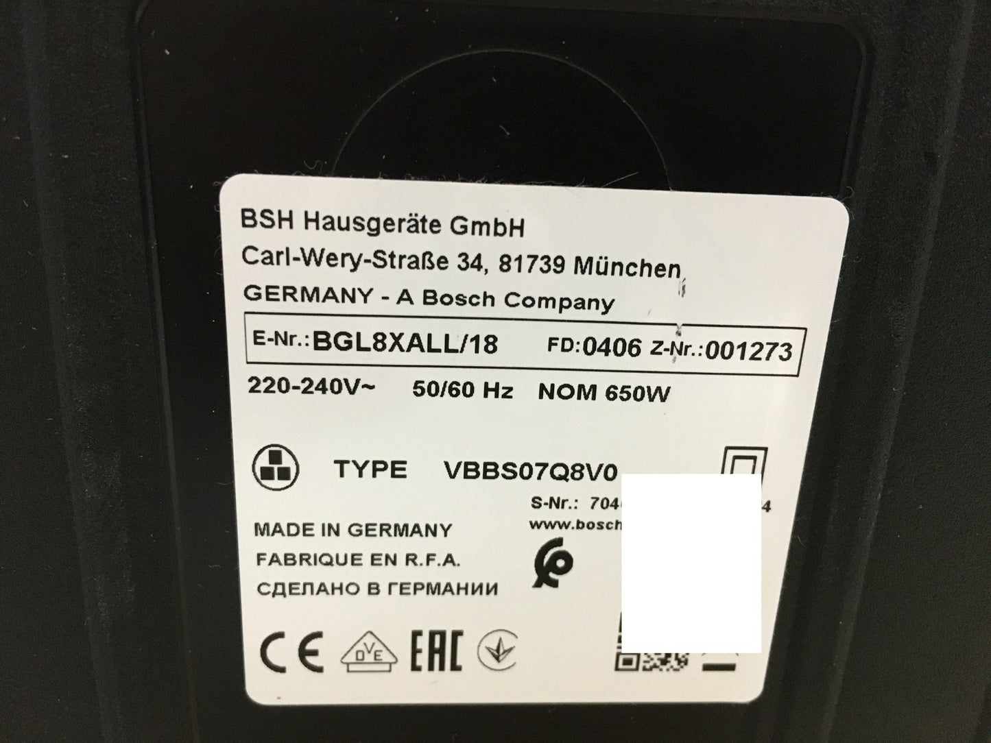 Bosch Serie 8 BGL8XALL Staubsauger, 650W, schwarz, I39644