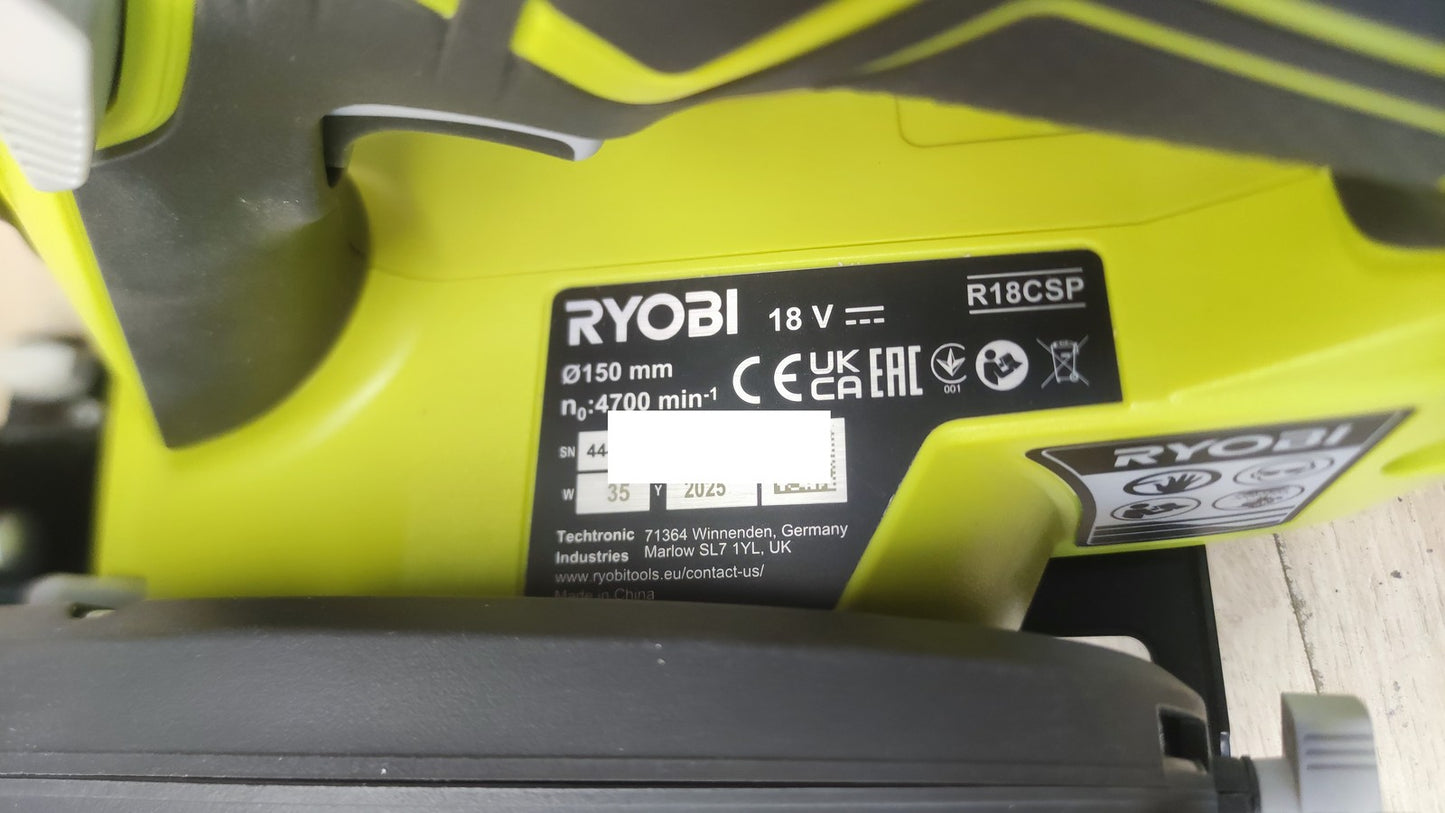 RYOBI 18 V ONE+ Akku-Handkreissäge R18CSP Solo, 150 mm Sägeblatt, I38444
