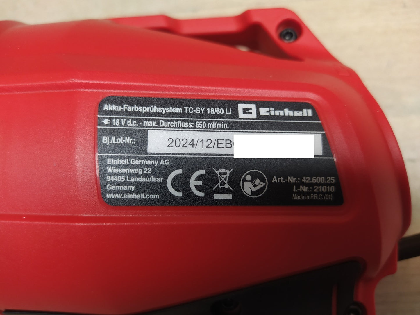 Einhell Akku-Farbsprühsystem TC-SY 18/60 Li Solo, I38487