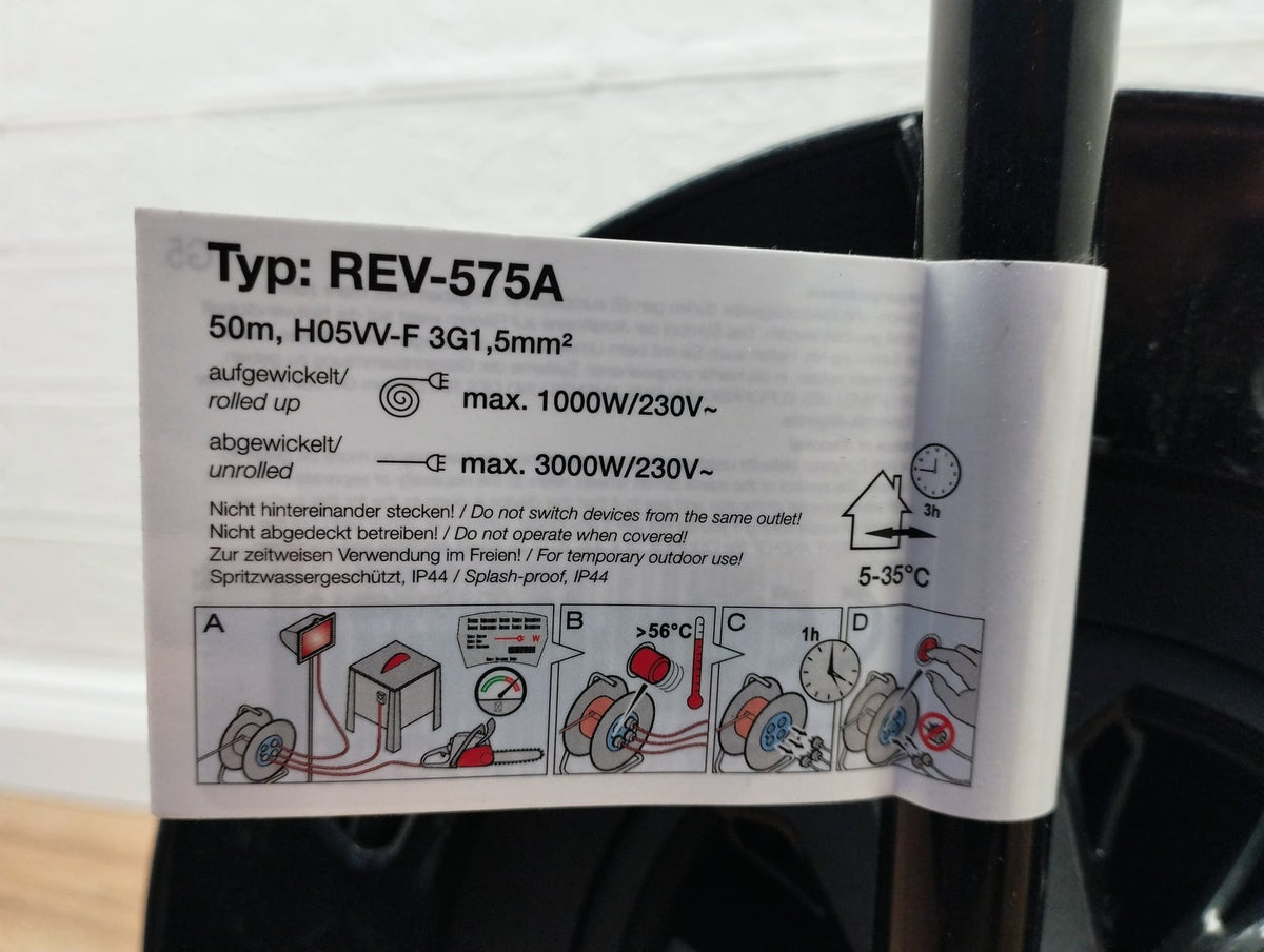 REV REV-575A Kabeltrommel Outdoor 50m IP44 4 Schutzkontaktsteckdosen blau
