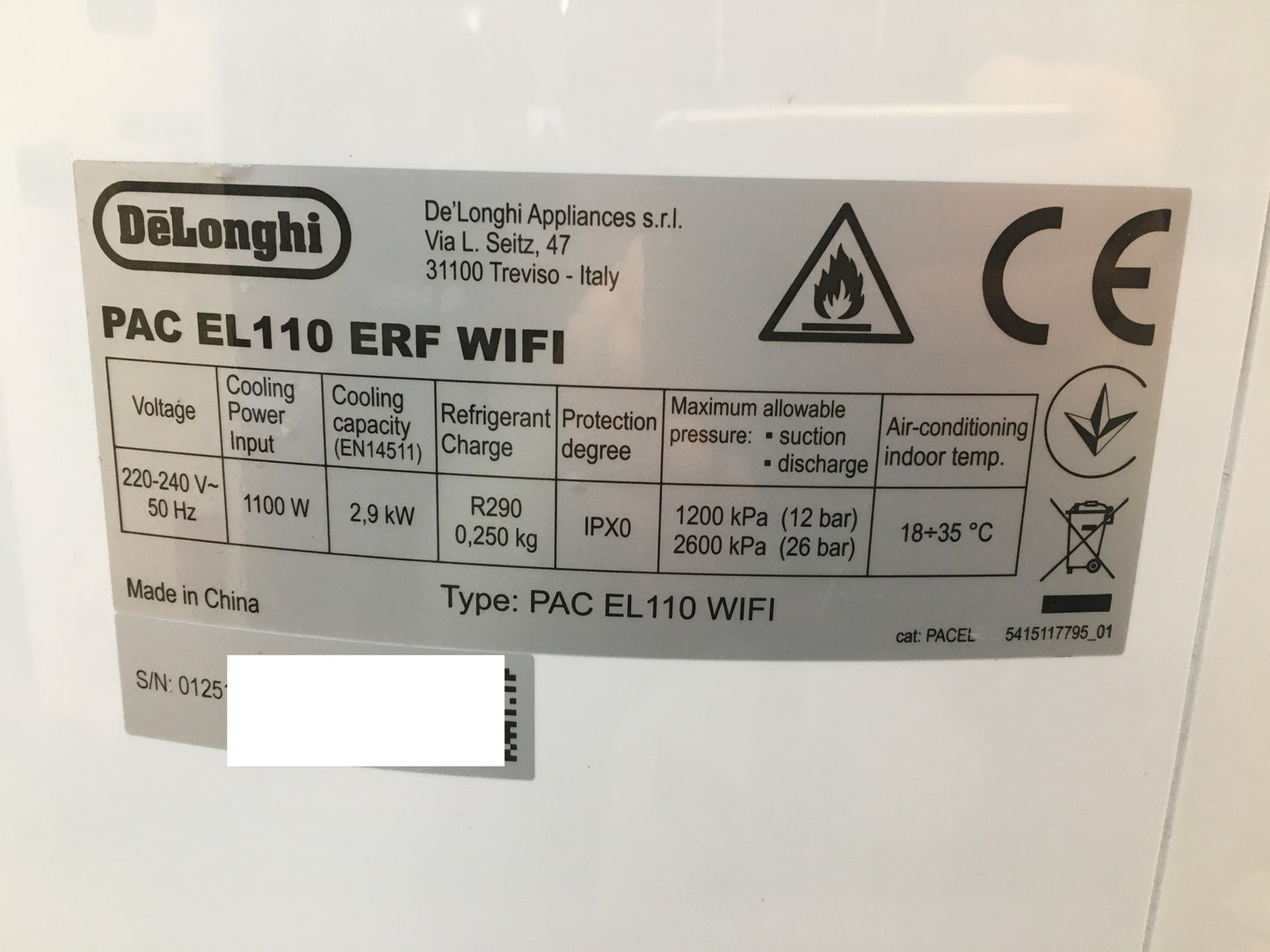 DeLonghi Pinguino PAC EL110 ERF WIFI mobiles Klimagerät, EEK:A, I37814