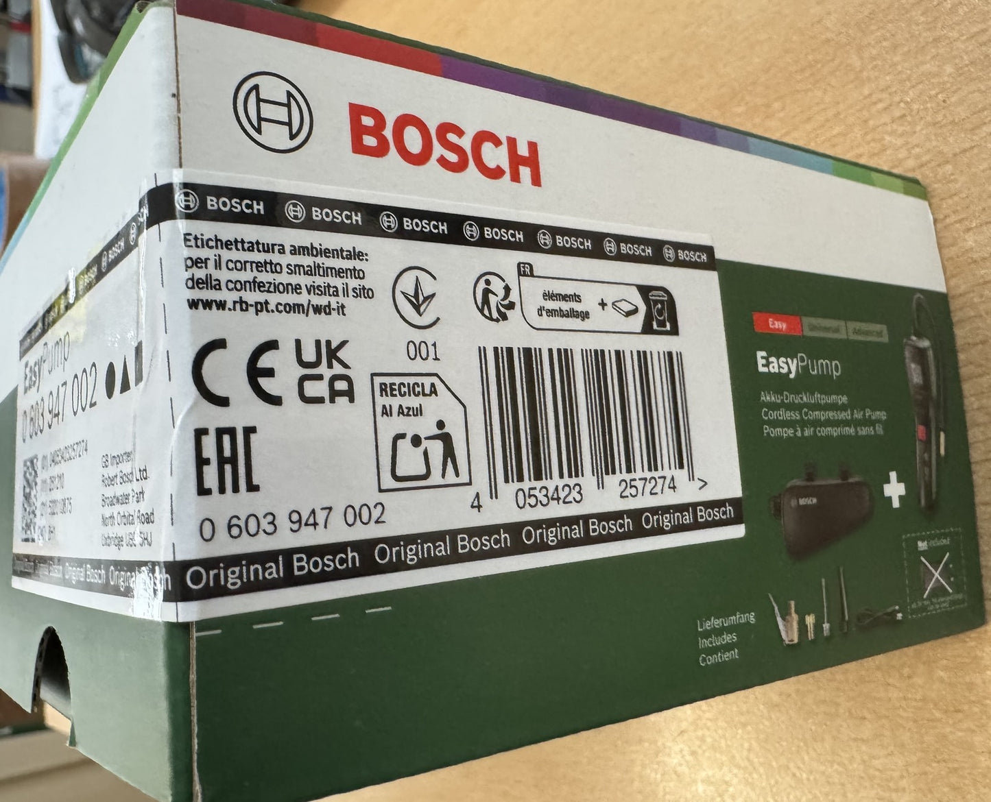 Bosch DIY EasyPump Akku-Luftpumpe inkl. Tasche (0603947002), I38332