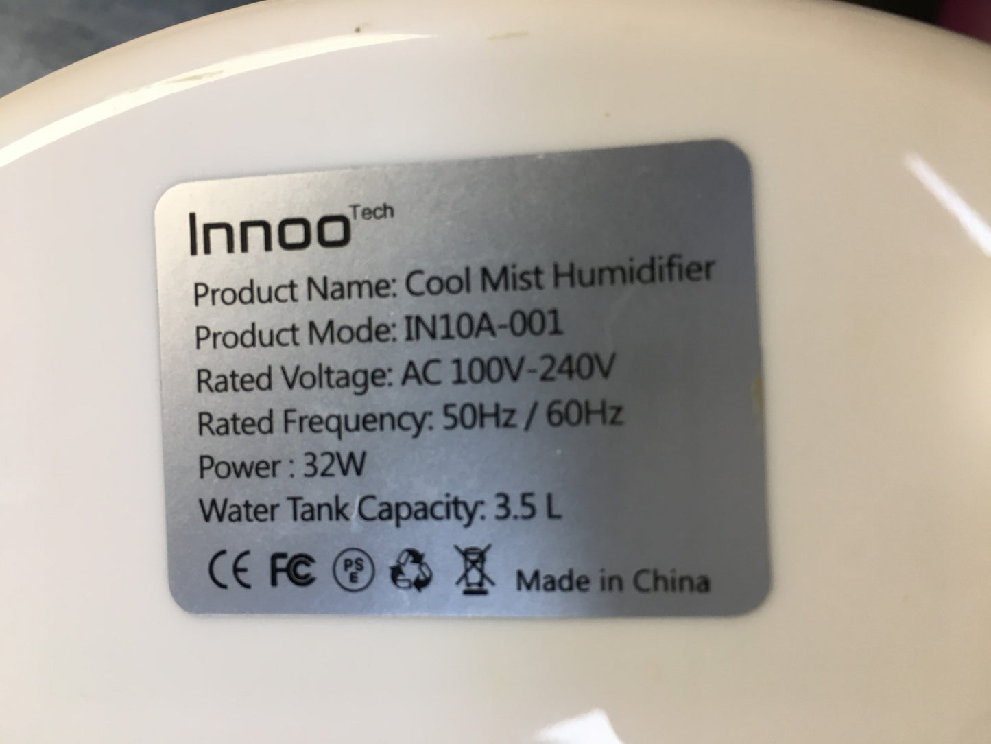 Innoo Tech IN10A-001 Luftbefeuchter 3.5L, I36604
