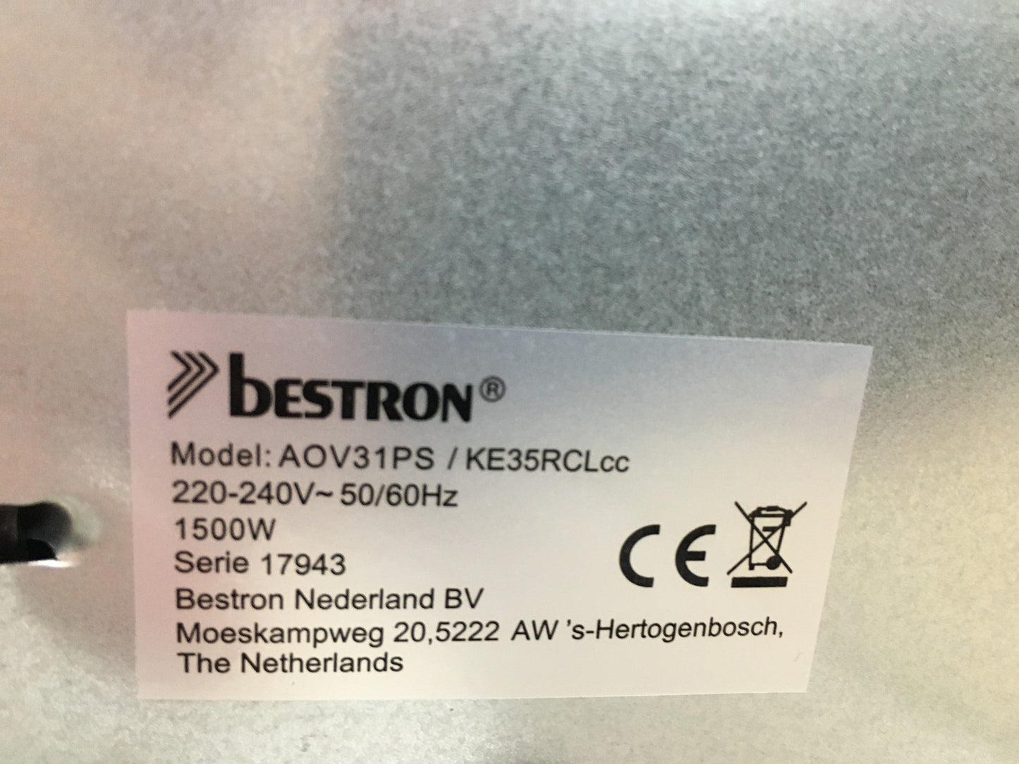 Bestron AOV31PS Kompakter Mini-Backofen, 31L, 1500W, I39533