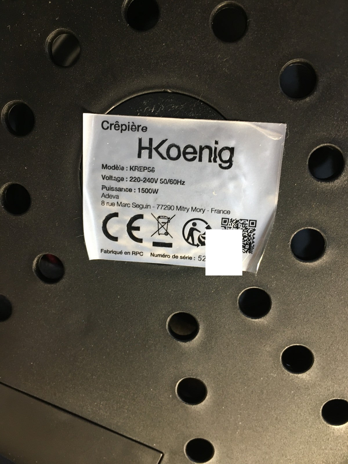 H.Koenig KREP56 Elektrischer Crêpes Maker, I35839