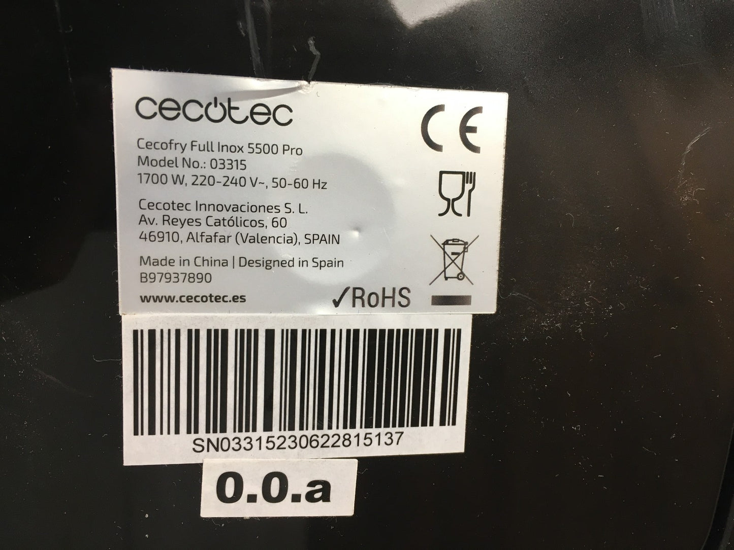 Cecotec Cecofry Full Inox 5500 Pro Heißluftfritteuse (03315), I36587