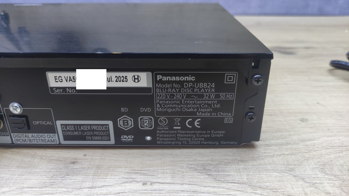 Panasonic DP-UB824 UHD Blu-ray Player, I37774