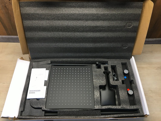 Auralum Duschsystem Komplettset Schwarz 30x30cm Edelstahl, I40197