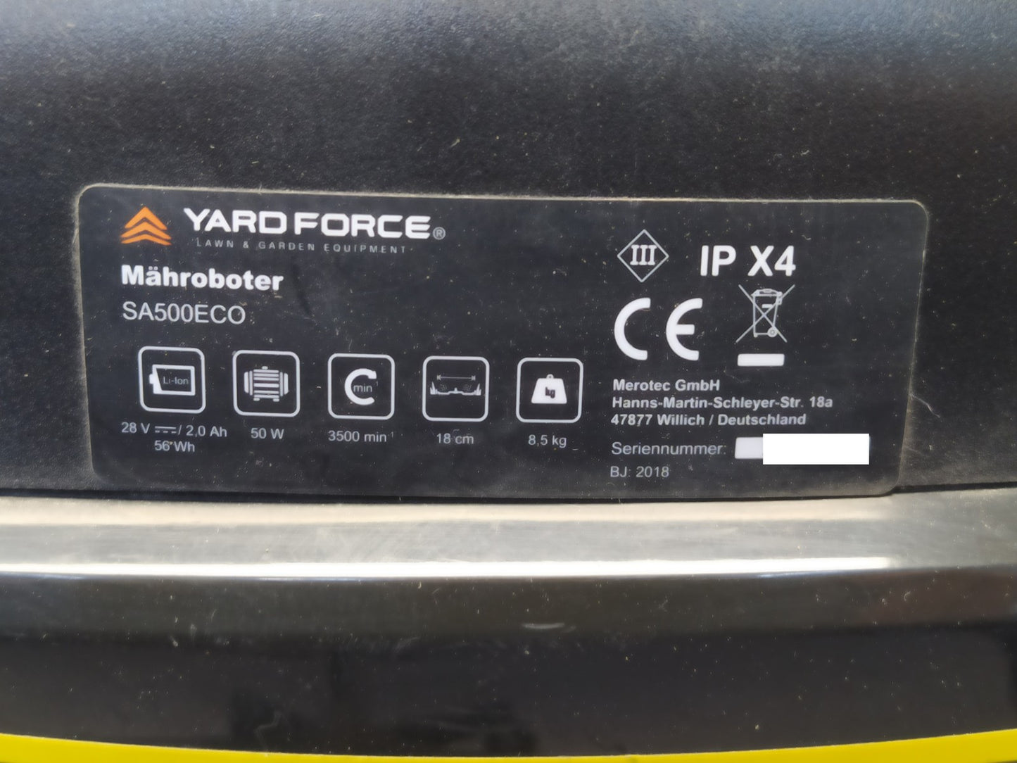 Yard Force SA500ECO Akku-Rasenmähroboter für bis zu 500m² , I38471