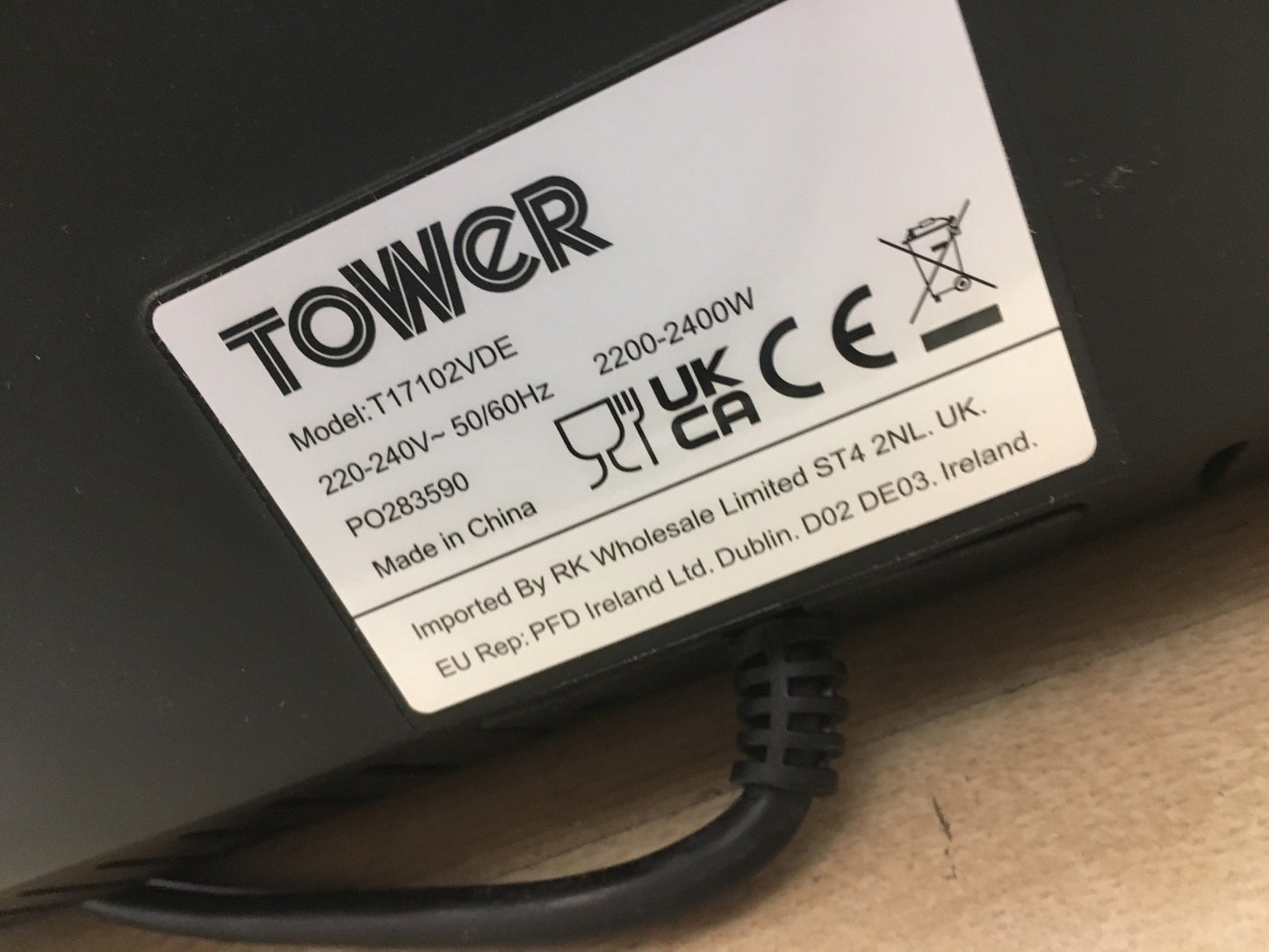 Tower Vizion Heißluftfritteuse mit 2 Kammern T17102VDE, 11L, Schwarz, I39343