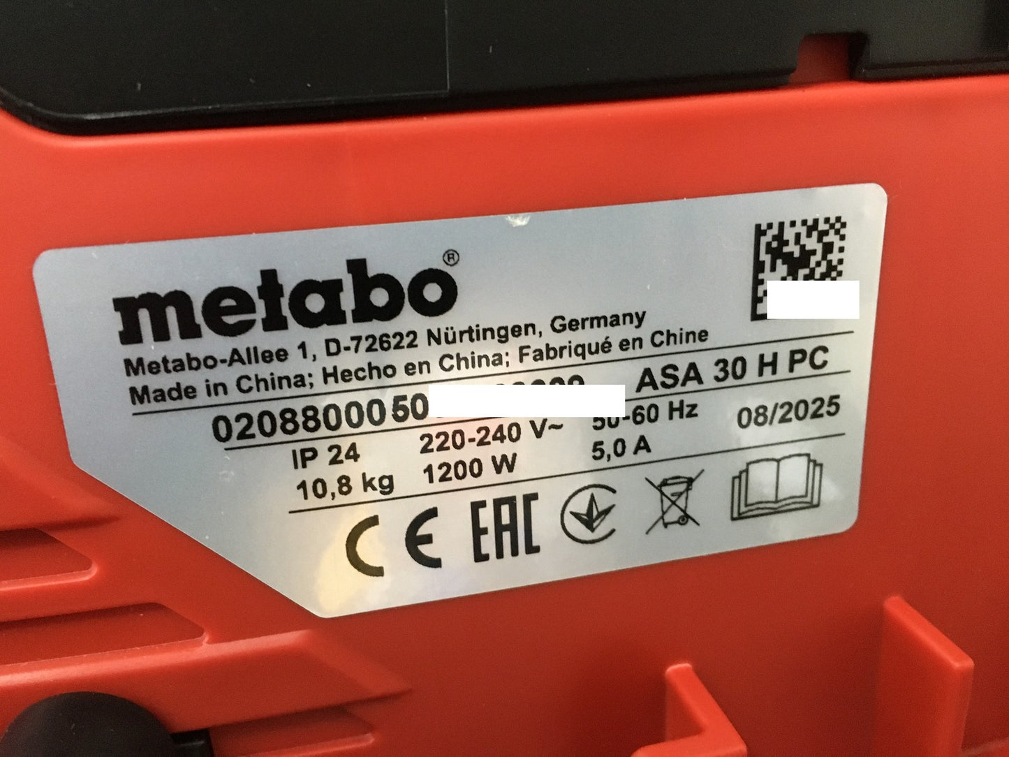 Metabo ASA 30 H PC Nass-/Trockensauger, 1200 W, 30 L, I37656