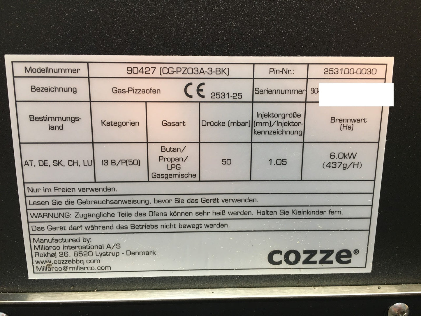 cozze 17" Pizzaofen mit rotierendem Pizzastein 90427, 6,0 kW Gasofen, I39032