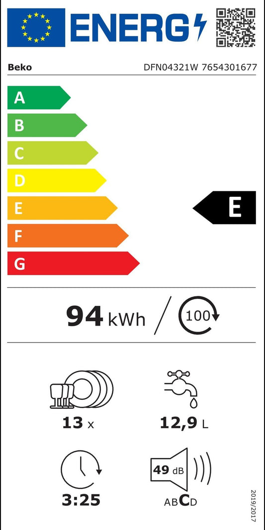 Beko DFN04321W Freistehender Geschirrspüler 60 cm EEK: E I34698