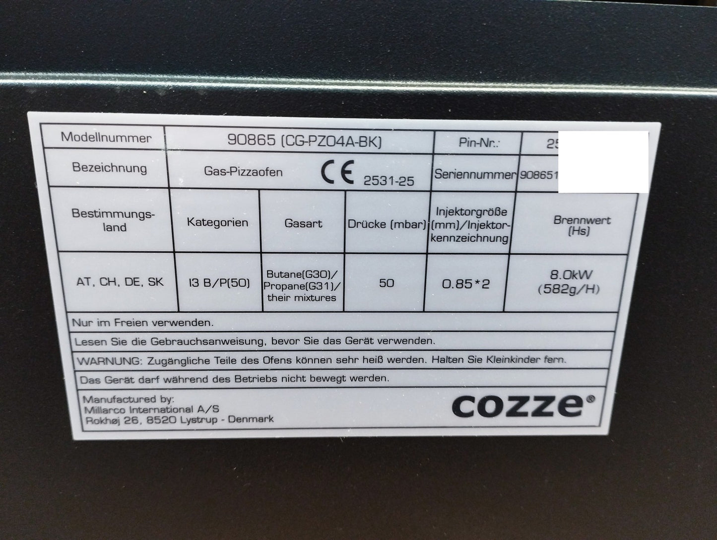 Cozze CLASSIC 17" Gas-Pizzaofen 90865, I39568