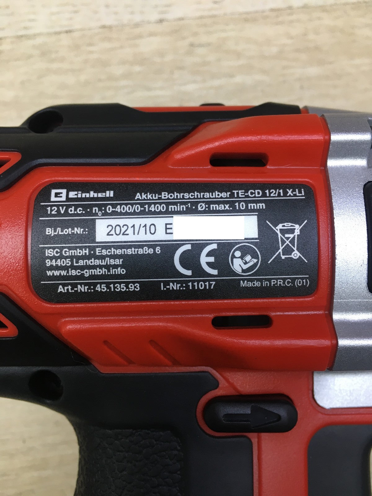 Einhell Akku-Bohrschrauber TE-CD 12/1 X-Li SOLO, I34486