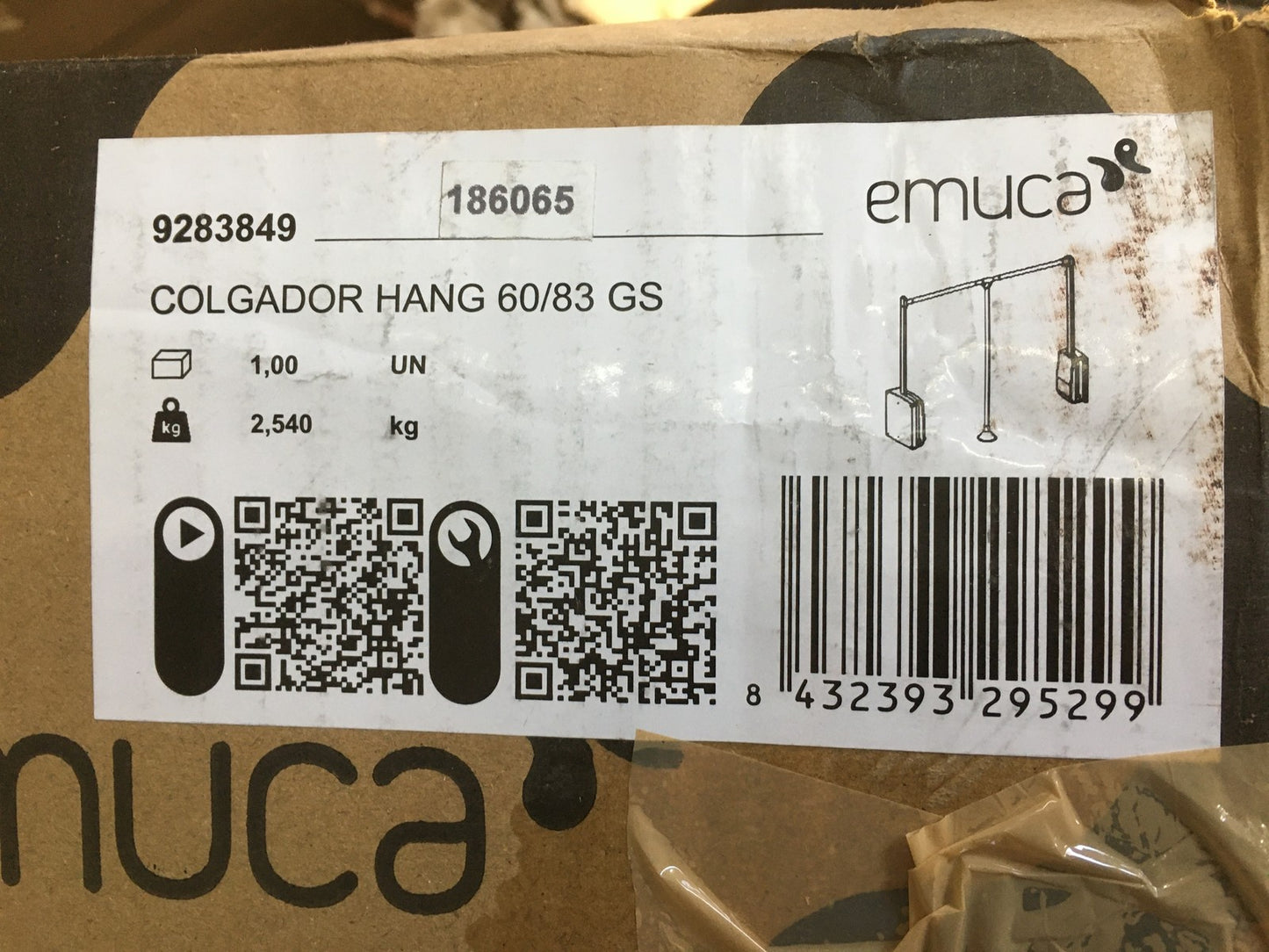 Emuca 9283849 Kleiderlift für Schrank, Ausziehbar 600-830mm Breite, I37552
