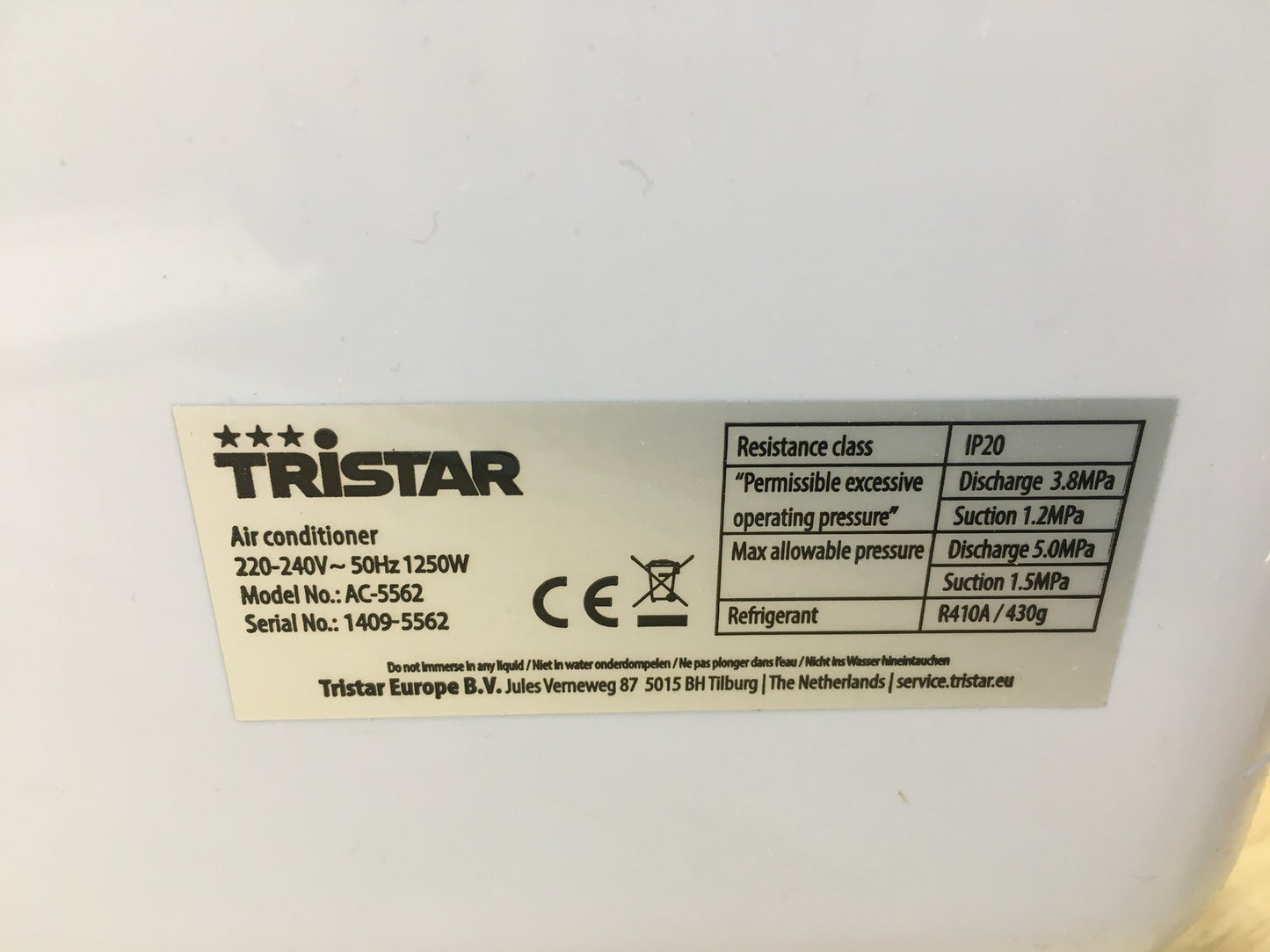 Tristar AC-5562 Mobiles Klimagerät mit Heizfunktion 12.000 BTU/h EEK: A I39439