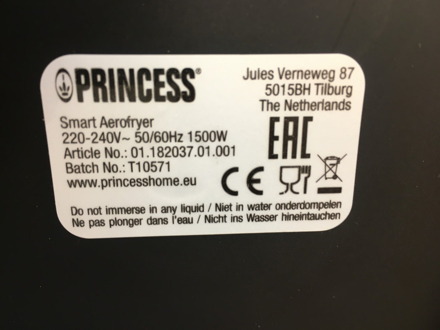 Princess 0118203701001 Smart Heißluftfritteuse, 4,5L, 1500W, I38818