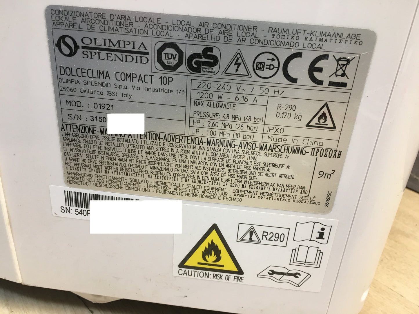 Olimpia Splendid Dolceclima Compact 10P Klimaanlage 10.000 BTU/h, EEK:A, I39796