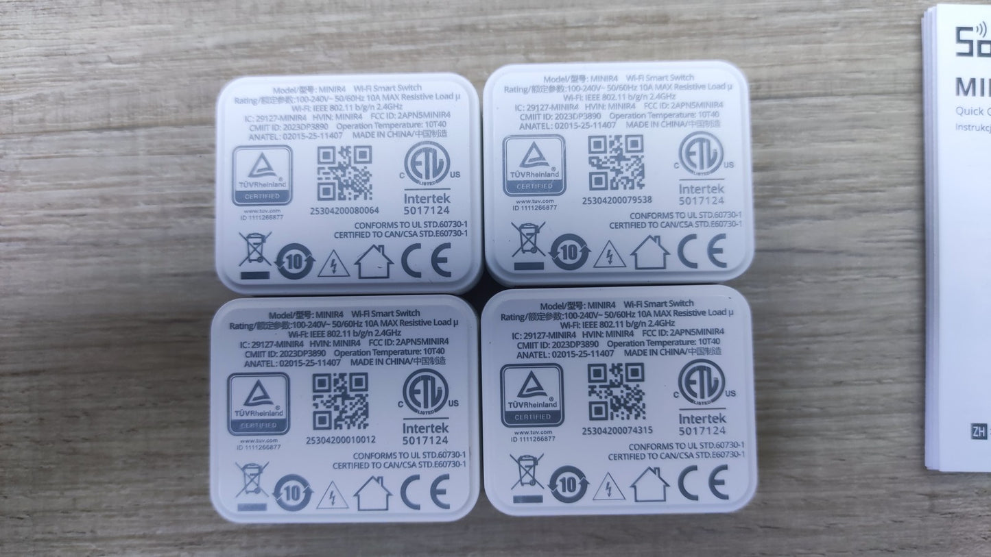 SONOFF MINIR4 Wlan Smart Schalter, 4er Set, Smarte Lichtschalter, I37010