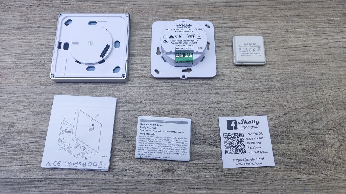 Shelly Wall Display Weiß + Blu H&T Sensor, WLAN-Smart-Home, I37590
