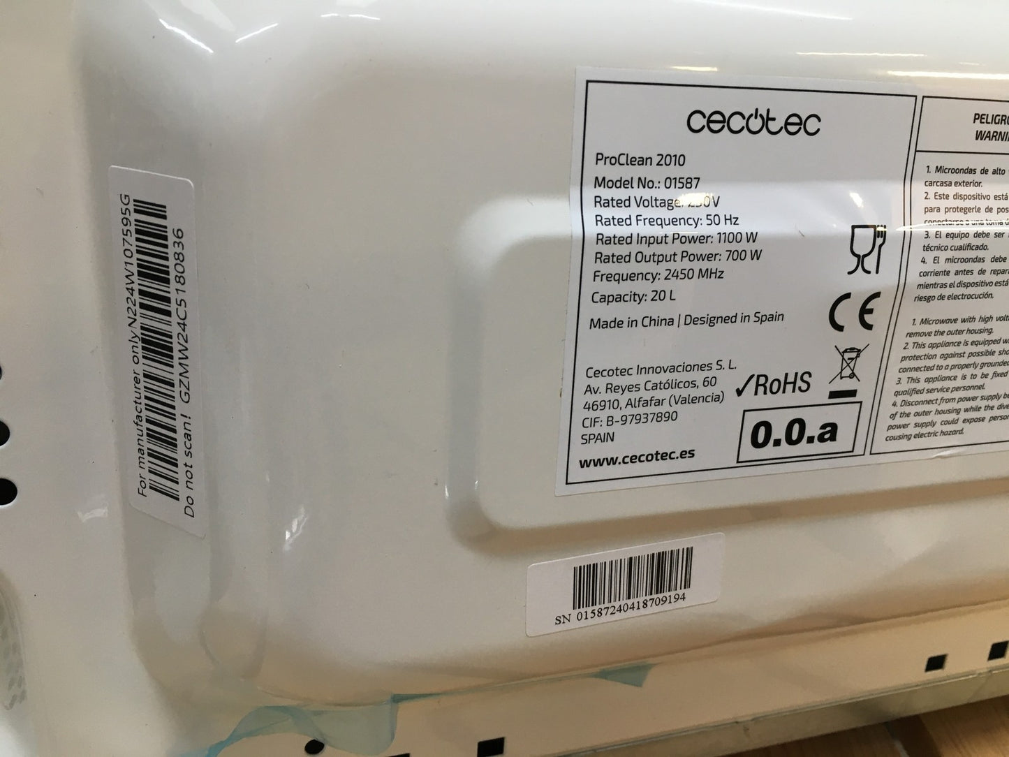 Cecotec ProClean 2010 Mikrowelle (01587), I36476