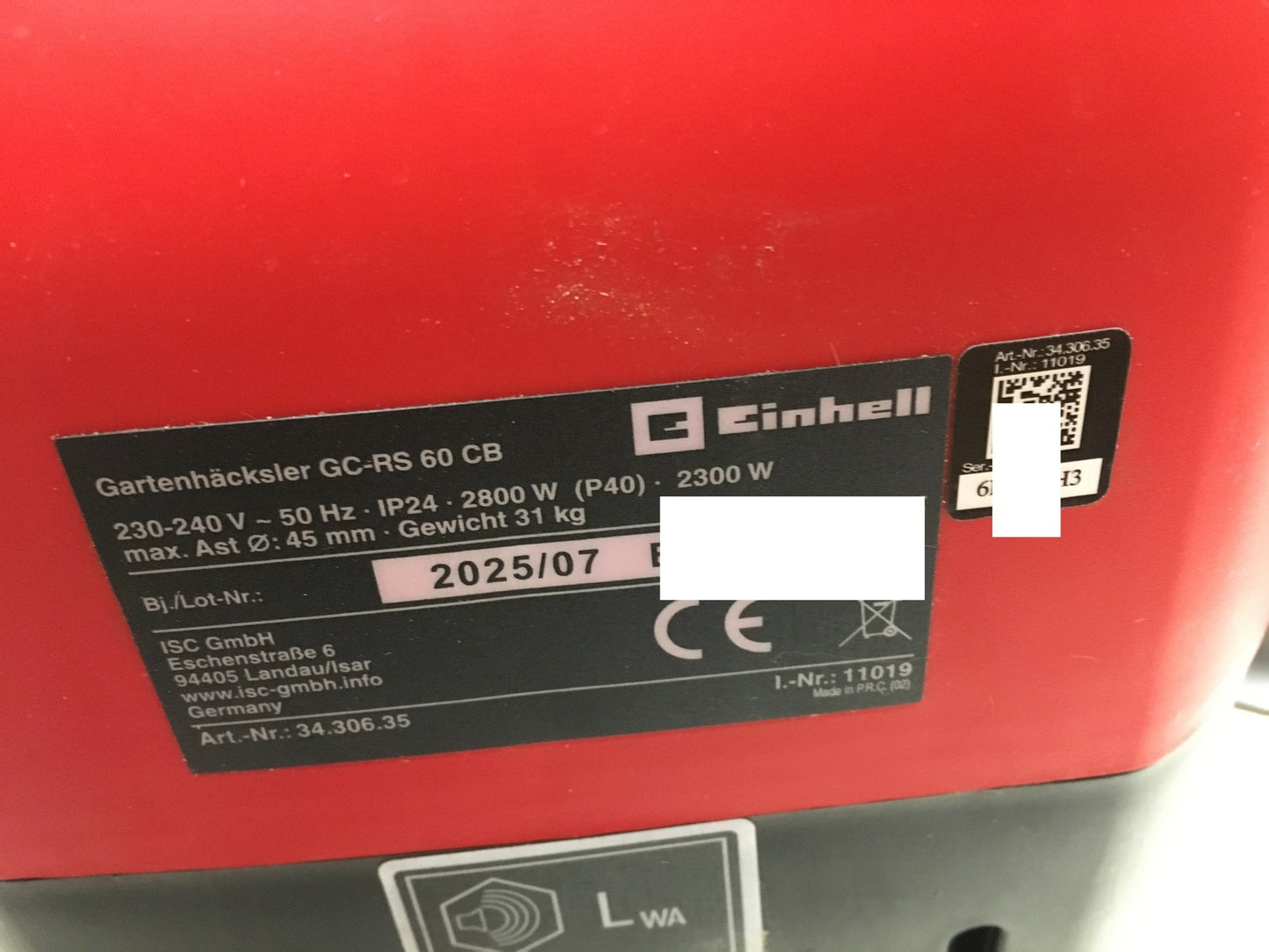 Einhell GC-RS 60 CB Elektro-Häcksler Walzenhäcksler 2300W (3430635), I37905